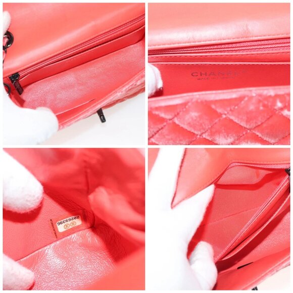 CHANEL Matelasse Chain Shoulder Bag Velor Pink CC Auth 129957 - Picture 15 of 16